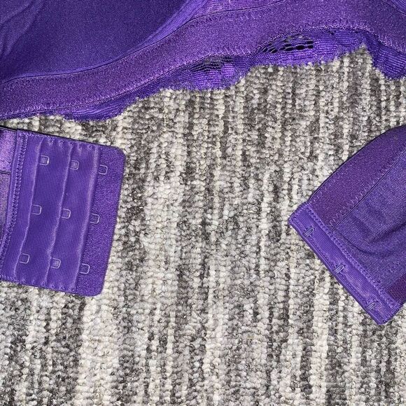 Vintage Anoureuse Women’s 52G Purple‎ Lace Detail Full Cup Bra Bralette - Picture 6 of 7
